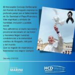 El Concejo Deliberante adhiere al duelo por el fallecimiento del papa Francisco